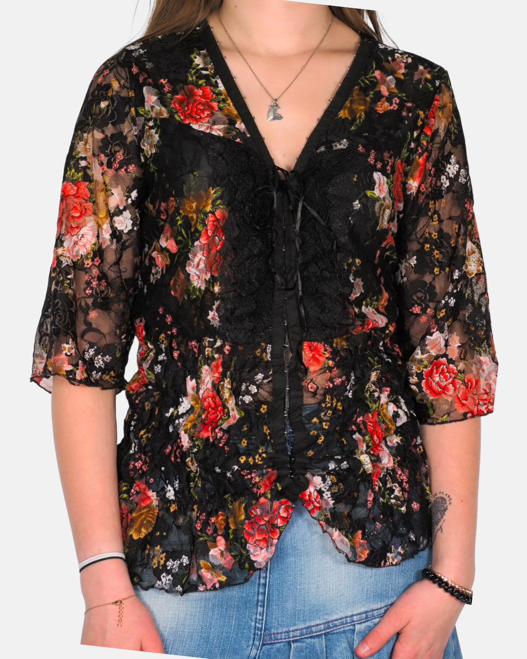 Temptation Italie Sheer Floral Lace Blouse