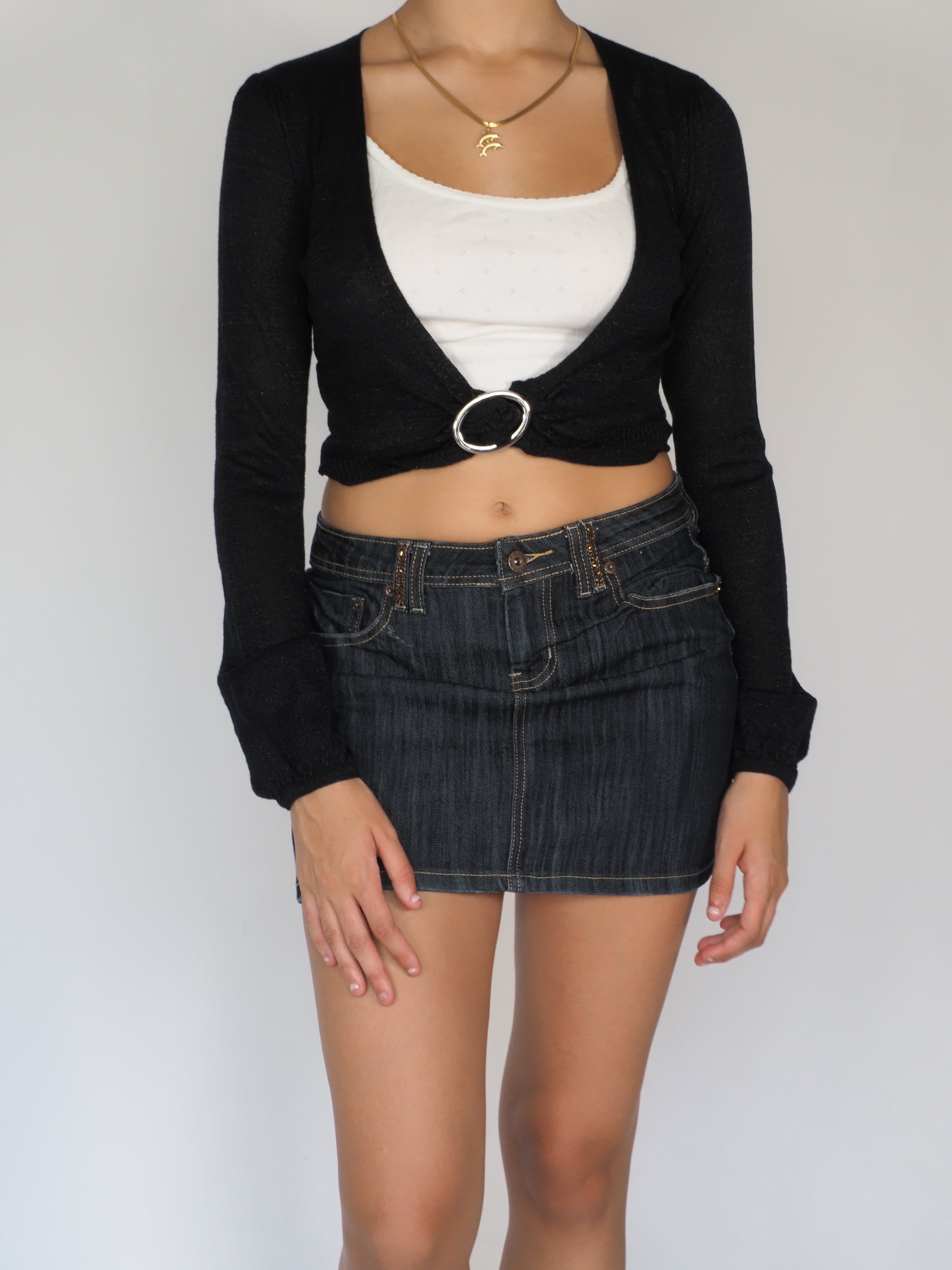 Black Ring Detail Cropped Cardigan – Mexx