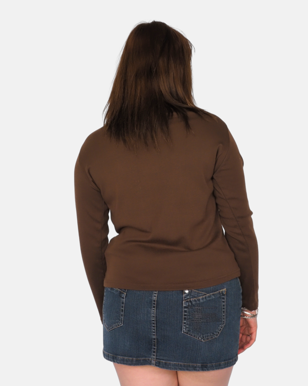 Chocolate Brown Embroidered Henley Long Sleeve Top