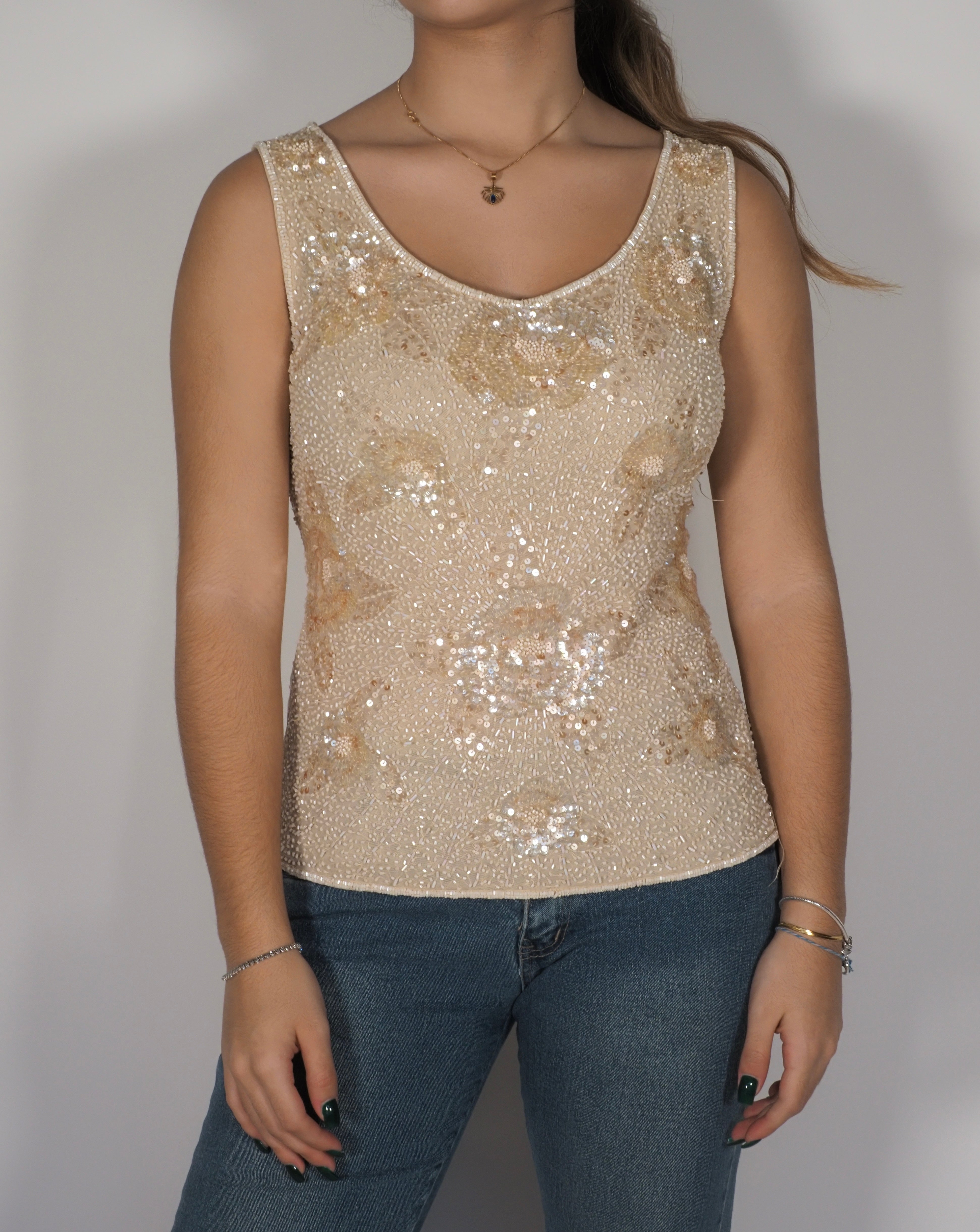 Luisa Spagnoli Sequin Floral Tank