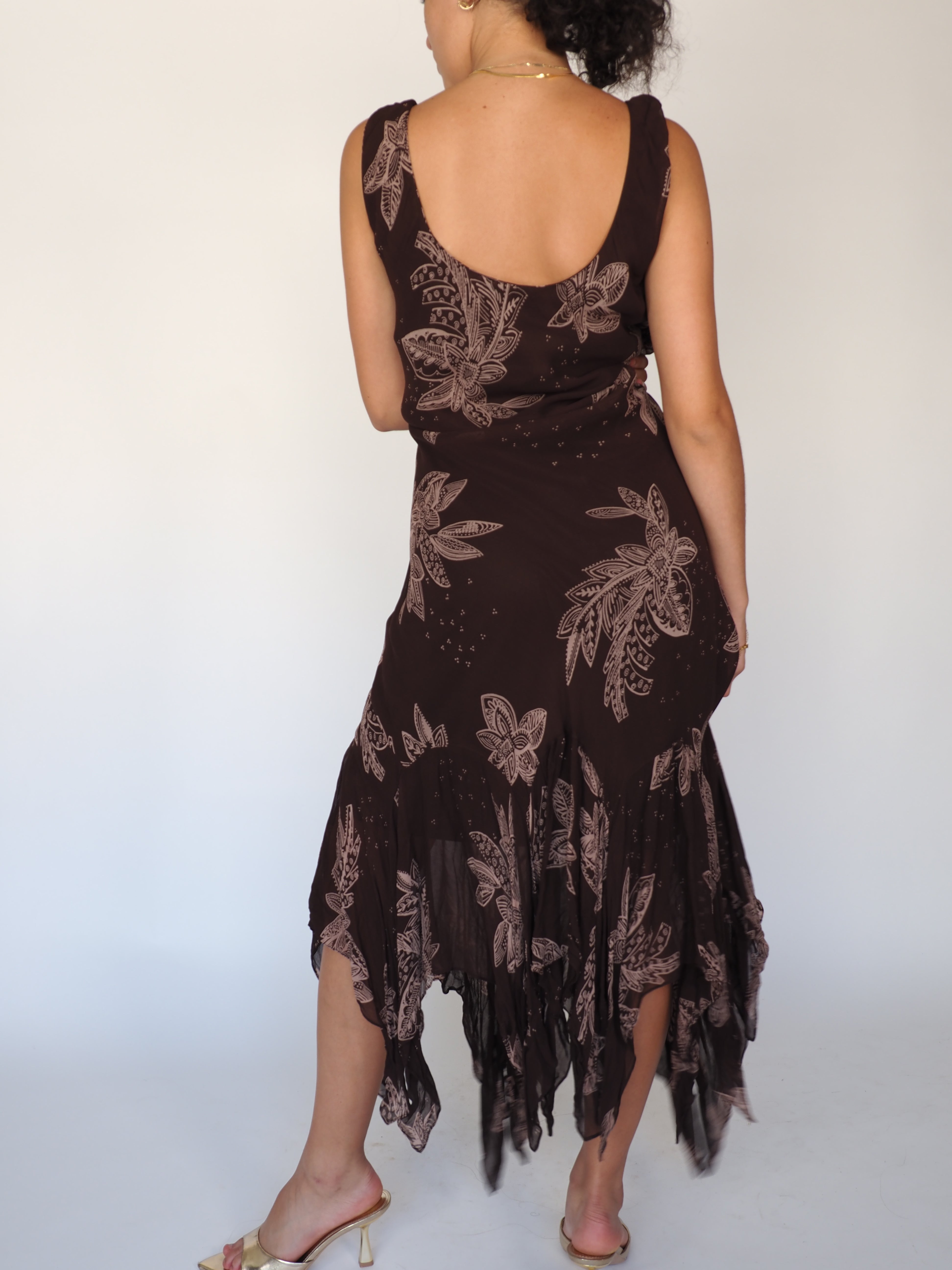 Boho Y2K Hanky Hem Midi Dress – Chocolate by Eva Blue
