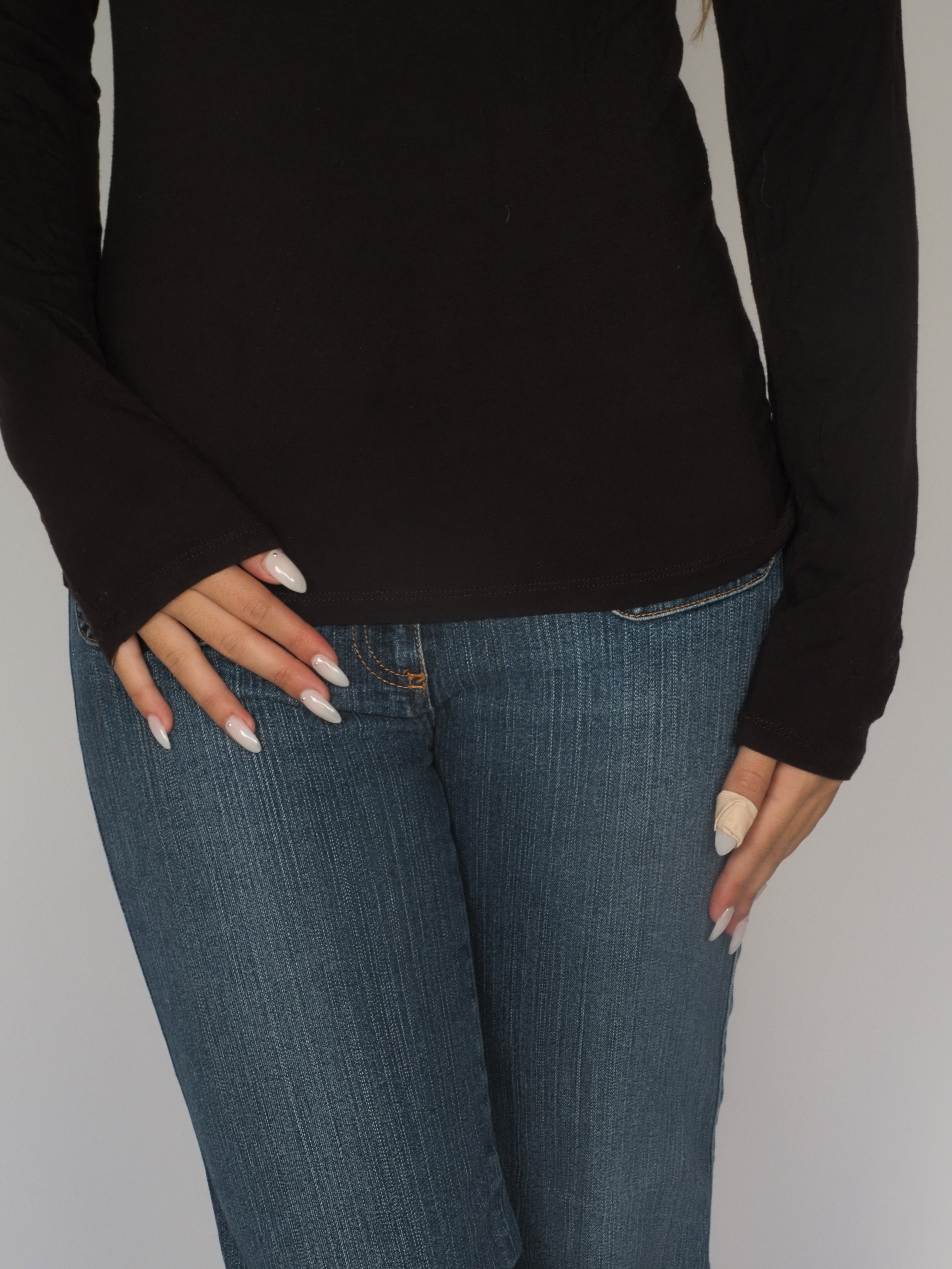 Chocolate Brown Gem-Studded Deep V Top – Zeta Moda