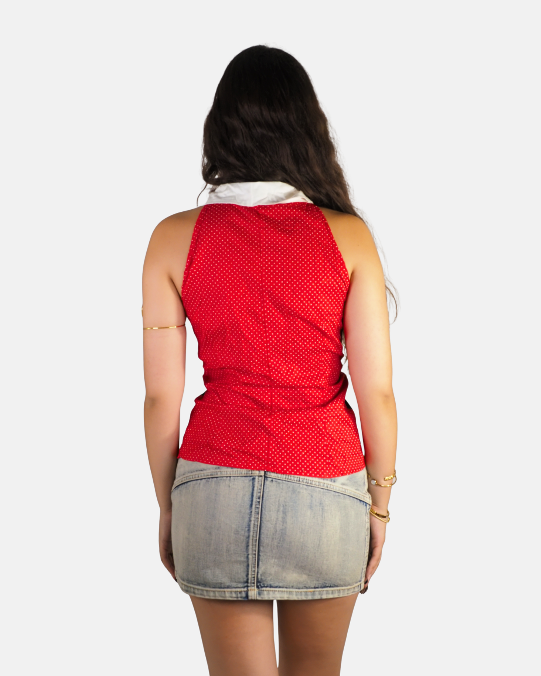 Red Polka Dot Vested Halter Top