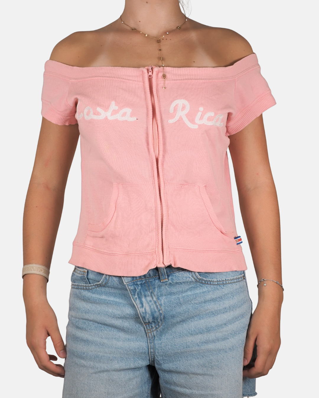 Costa Rica Off-Shoulder Zip Hoodie