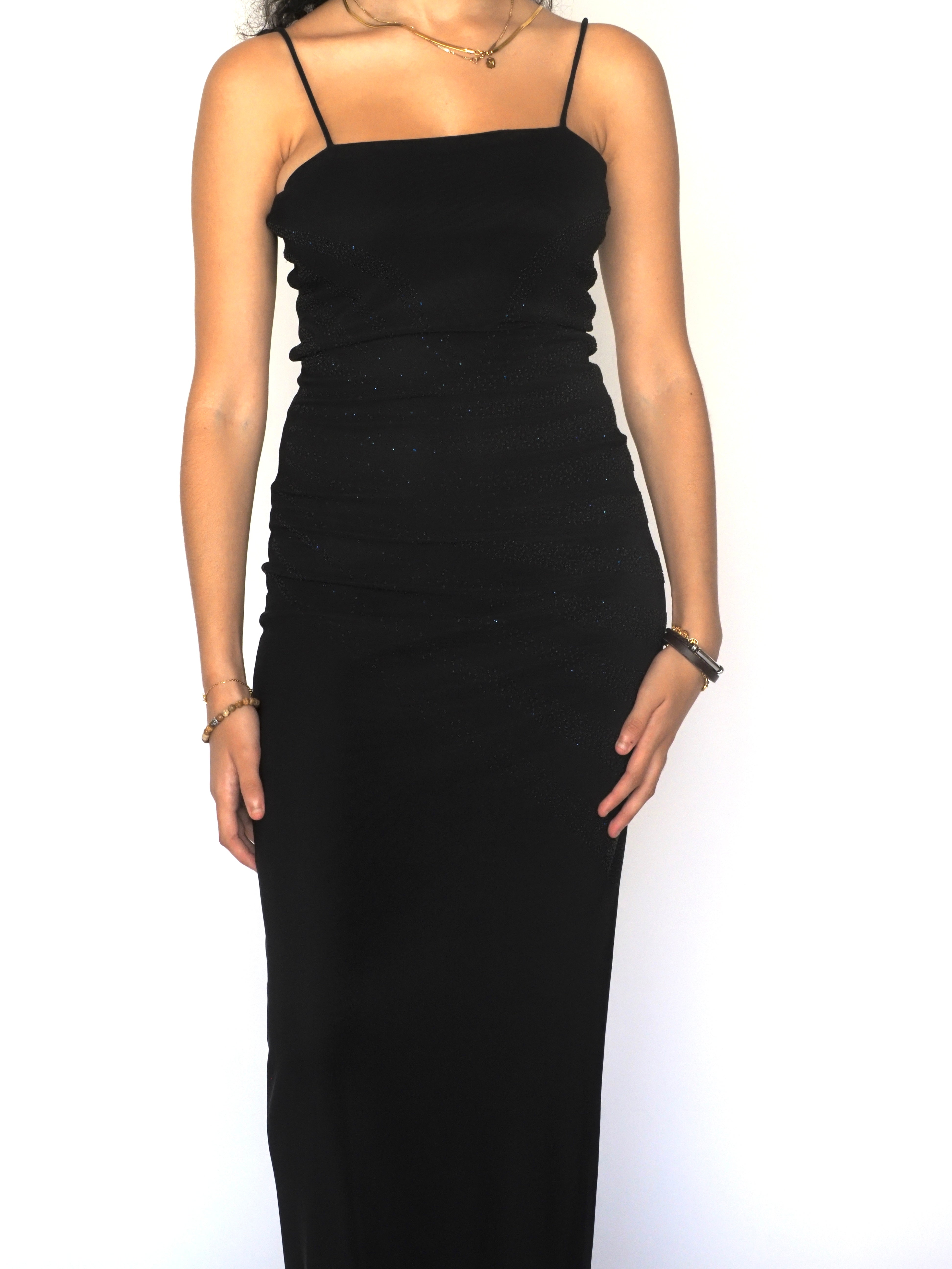 Sleek Black Sparkle Maxi Dress – Carolina