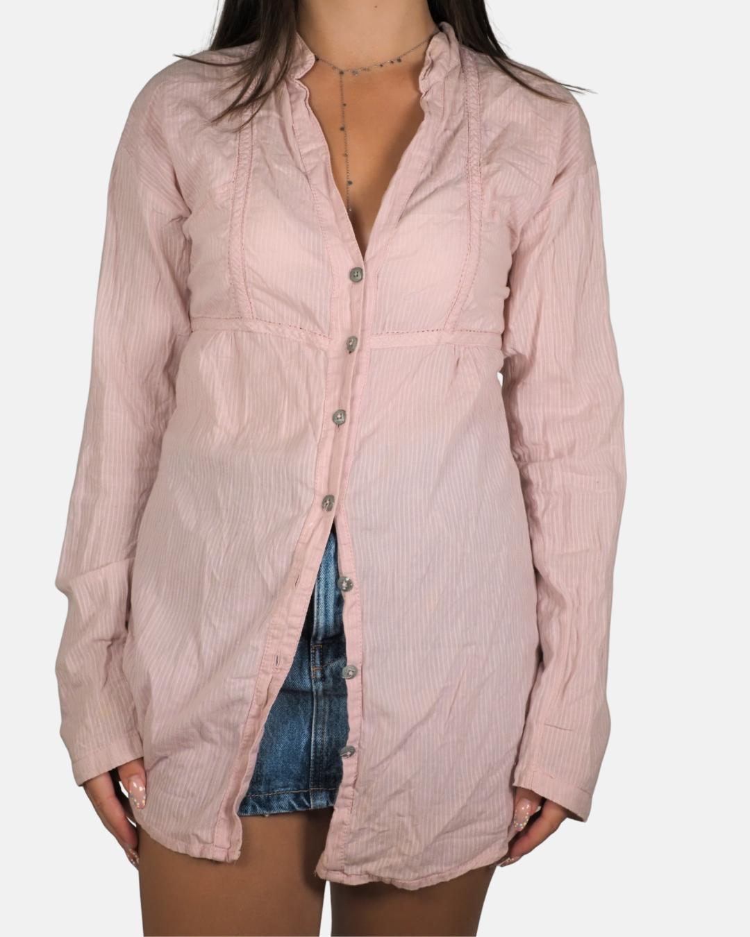 Pink Pinstripe Empire-Line Shirt - BSK