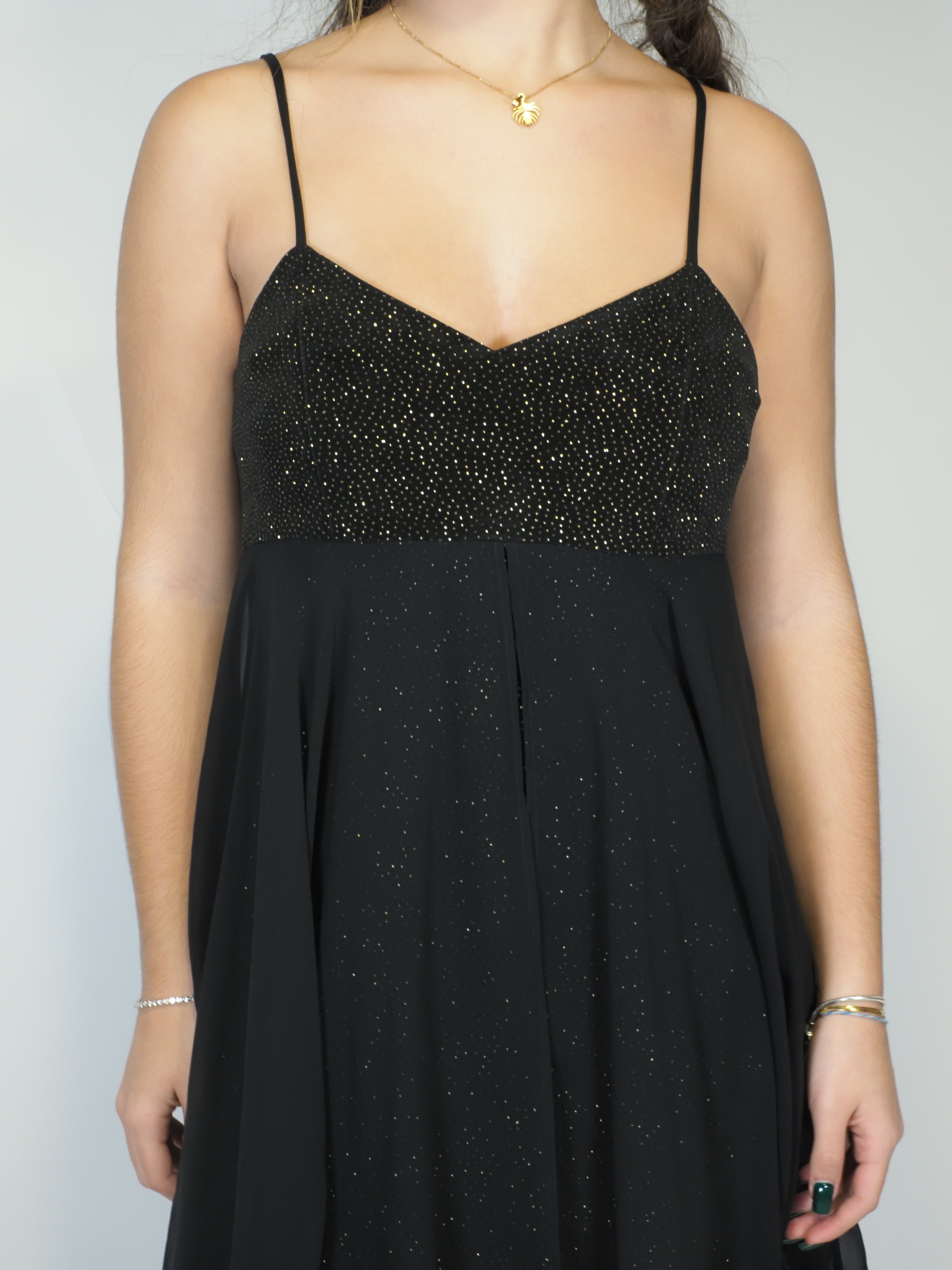 Black Sparkle Chiffon Midi Dress – Vera Mont