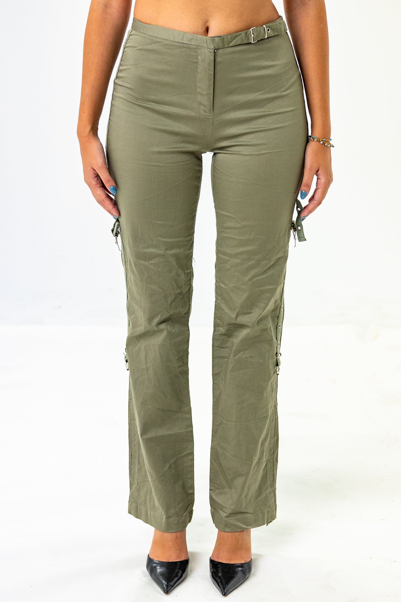 Army-Green Tailored Pants