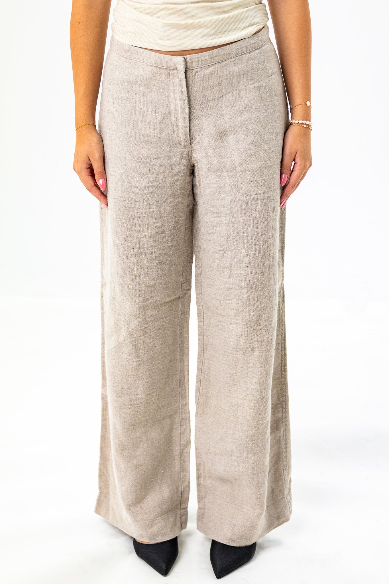 Lined tailored Flowy Beige Pants