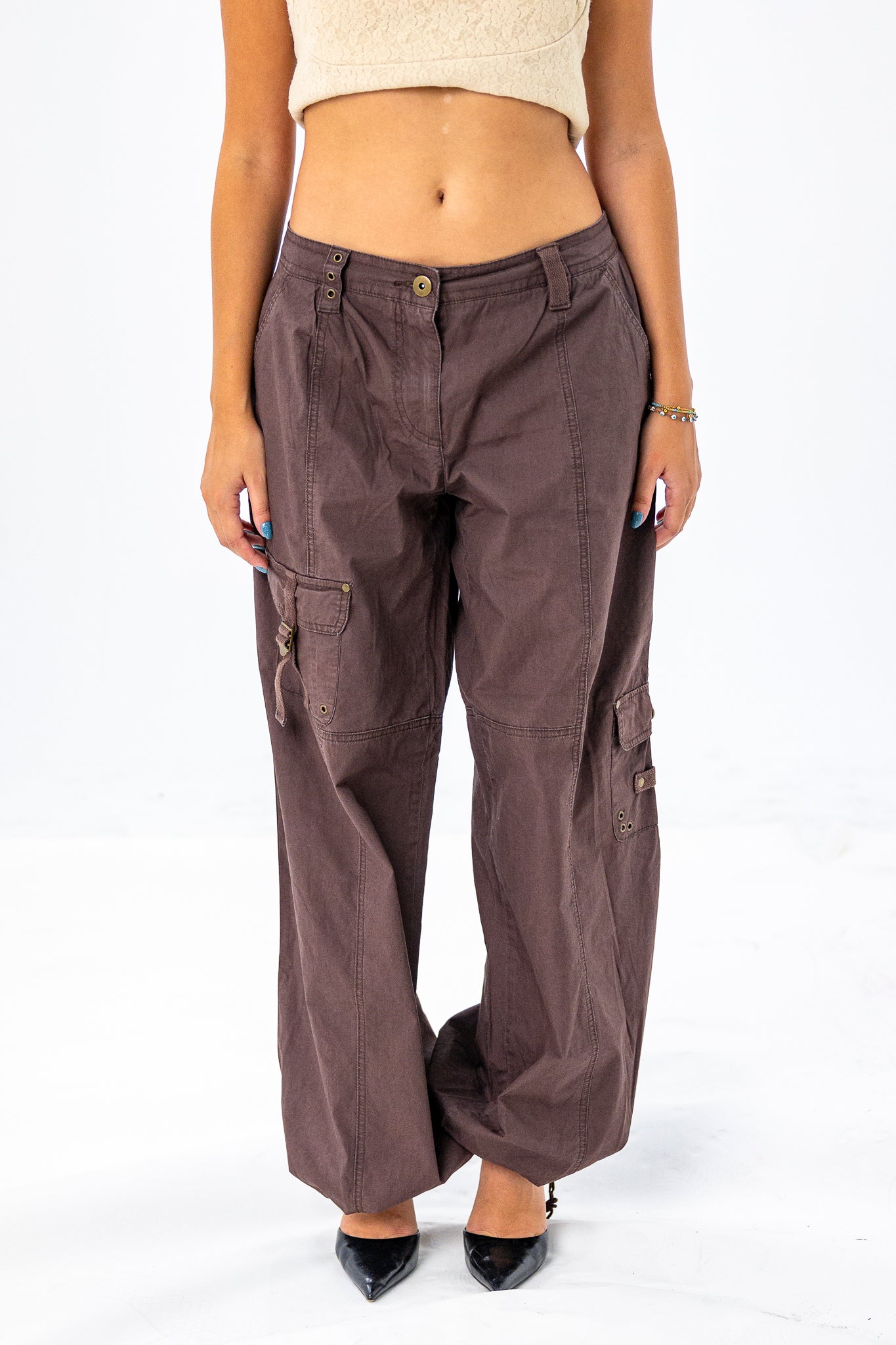 Low-Rise Brown Cargo Pants