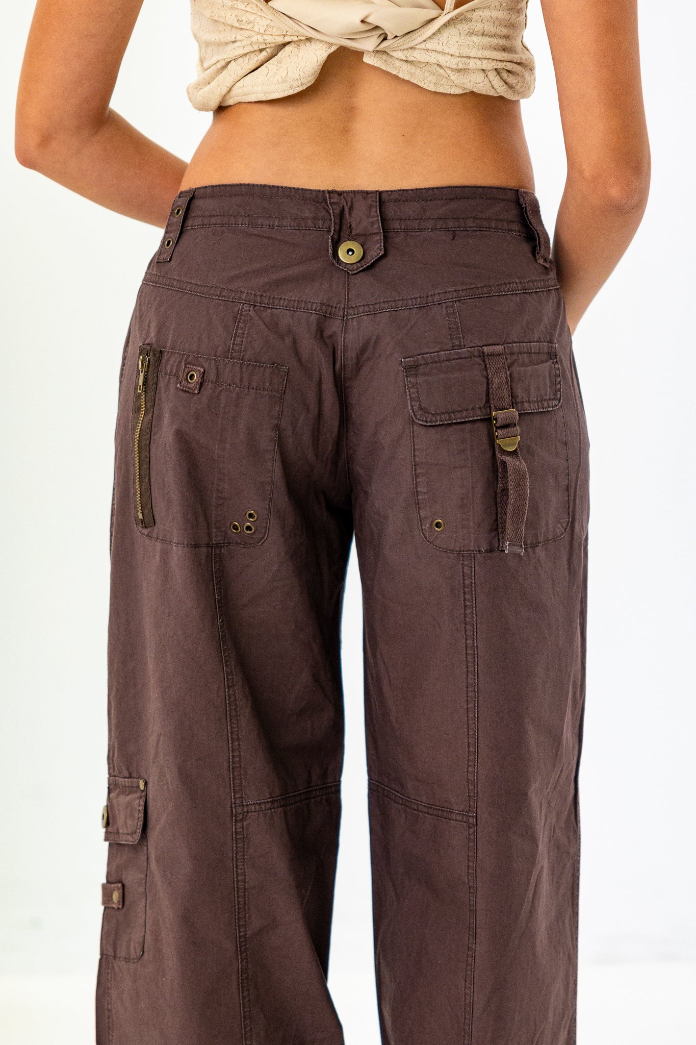 Low-Rise Brown Cargo Pants