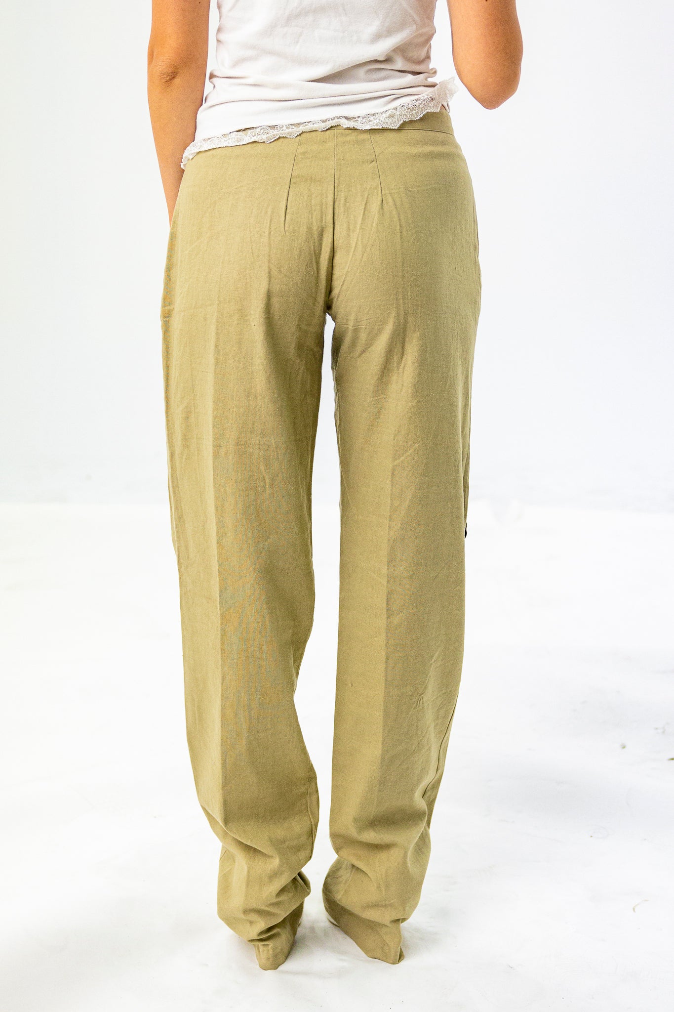 Low-Rise Beige Trousers