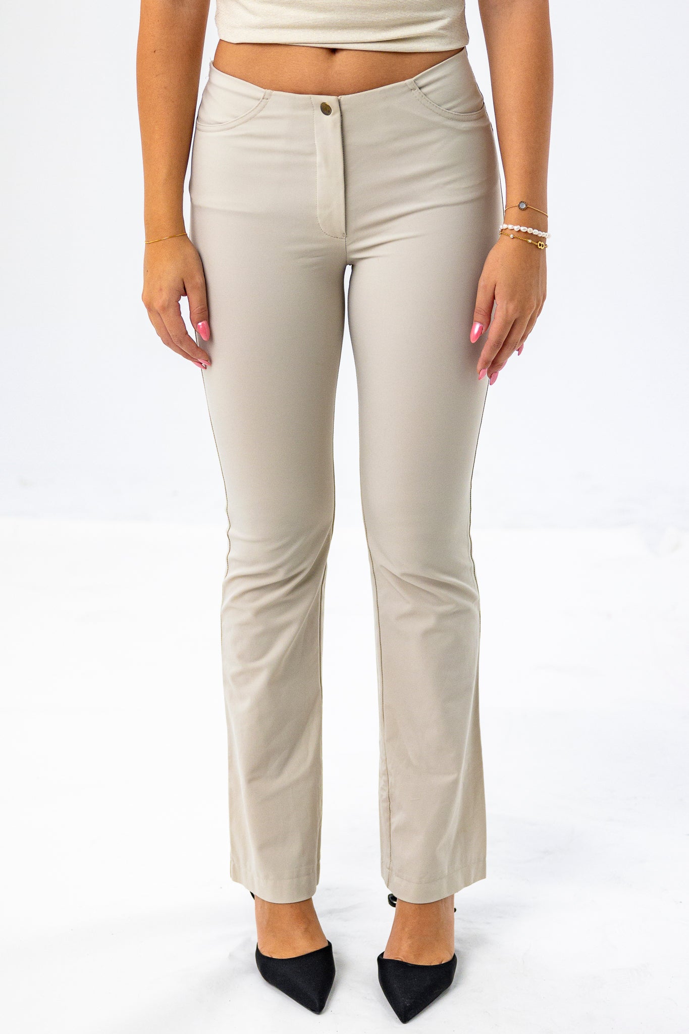 Low-Rise Tailored Beige trousers