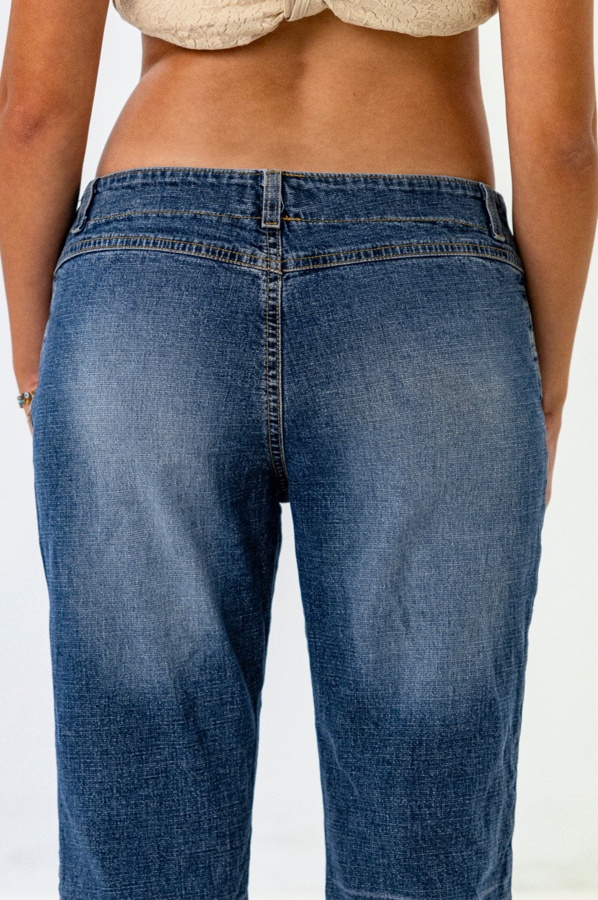 Low-Rise Light Wash Jeans with Rope details in the Front