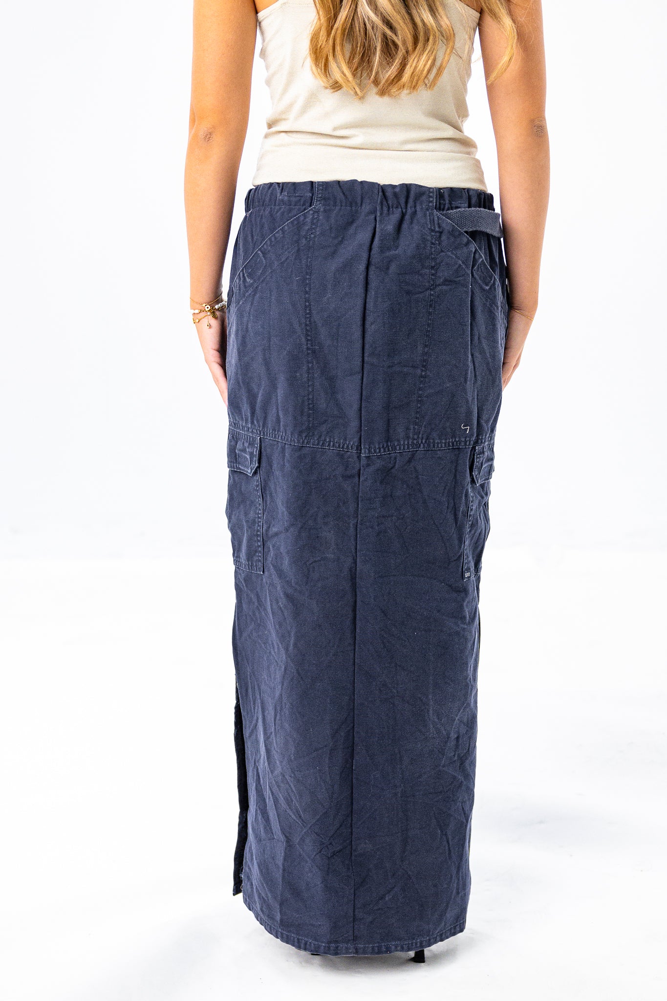 Navy Blue maxi Cargo Skirt