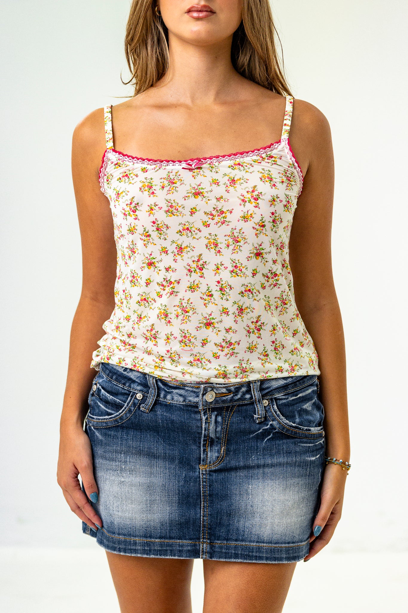 Cute Little Cami Top with pink Details and Floral Print