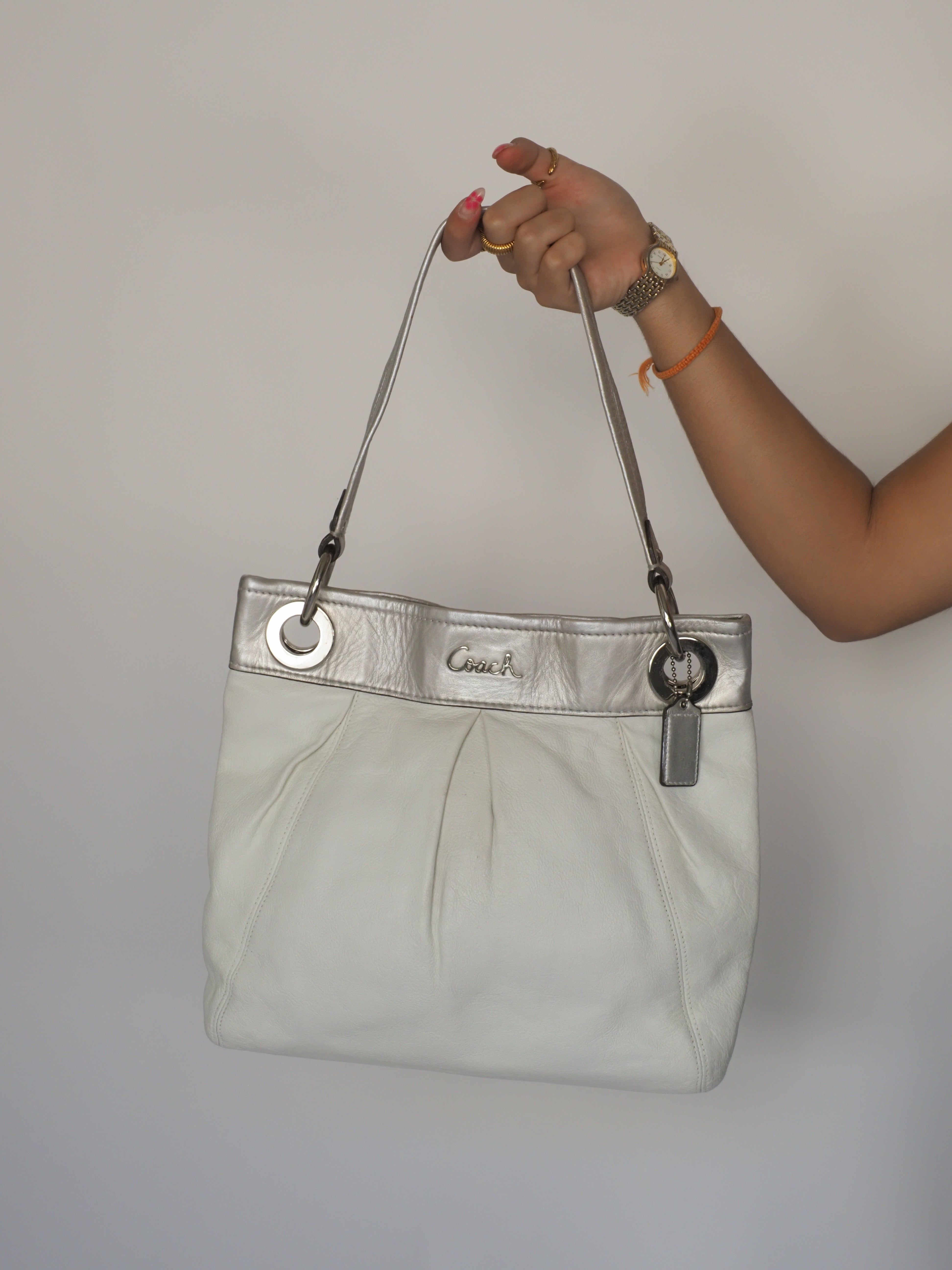 Coach Ashley Leather Hippie Bag with Silver Details