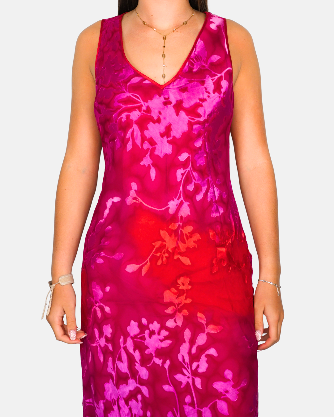 Pink Devoré Velvet Maxi Dress by Monsoon