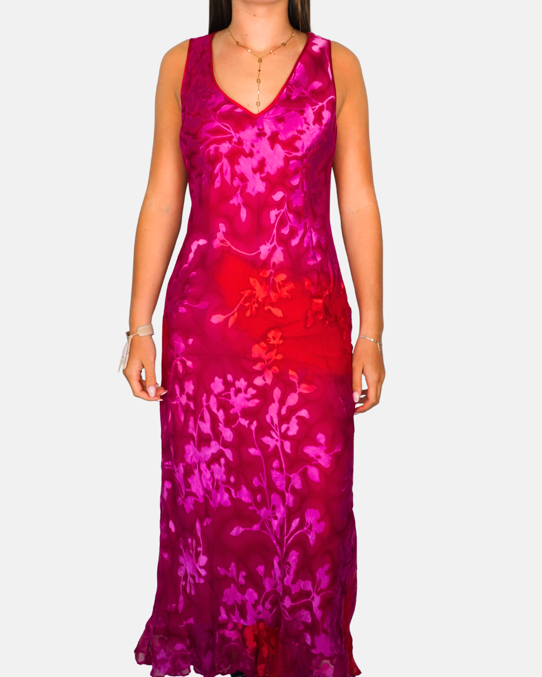 Pink Devoré Velvet Maxi Dress by Monsoon