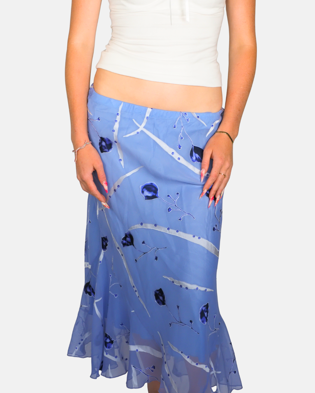 ID Collection Blue Printed Maxi Skirt