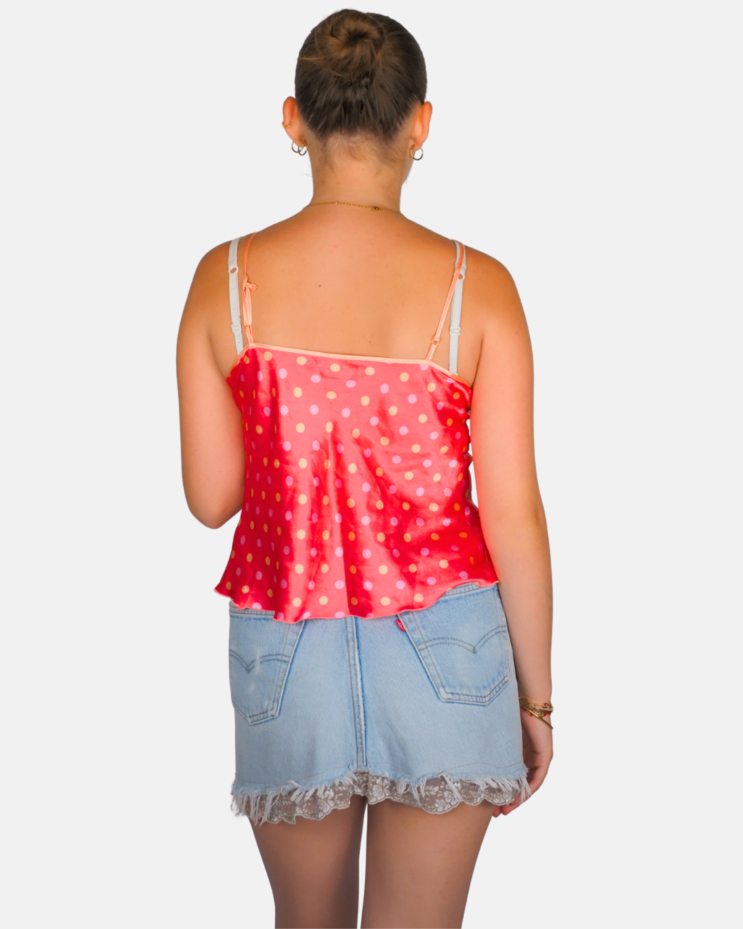Belamy Red Polka Dot Satin Cami Top