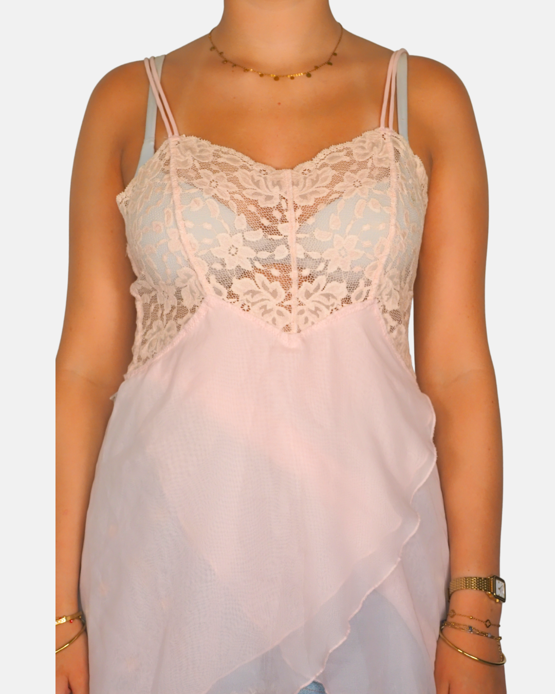 Blush Lace Chiffon Babydoll Cami by RyuRyu
