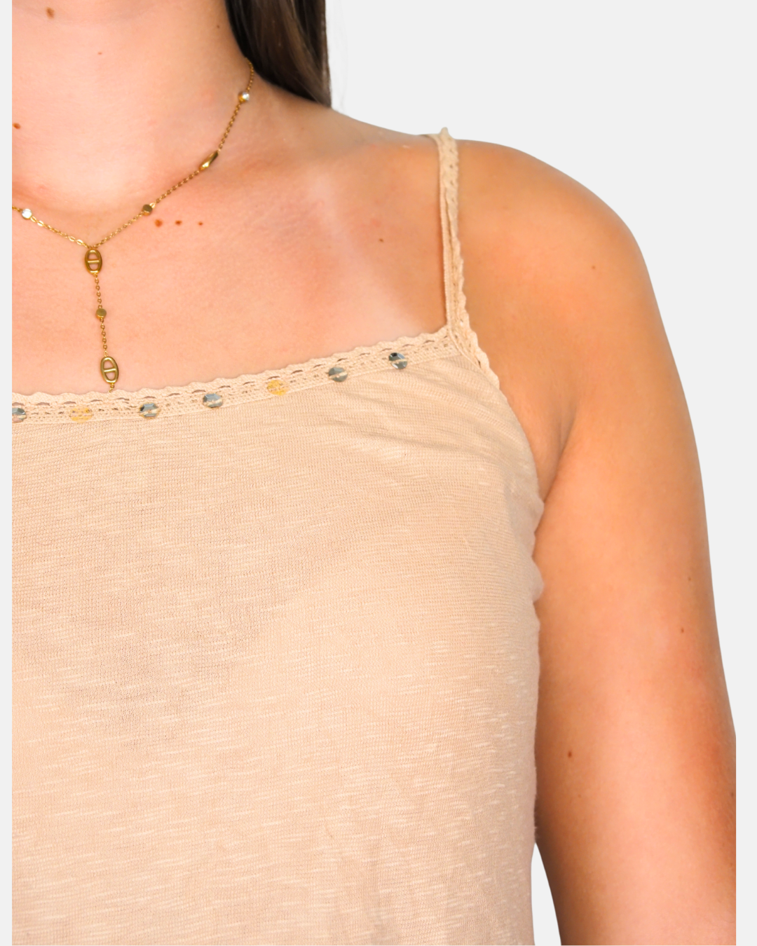 Beige Embezzled  Cami Top