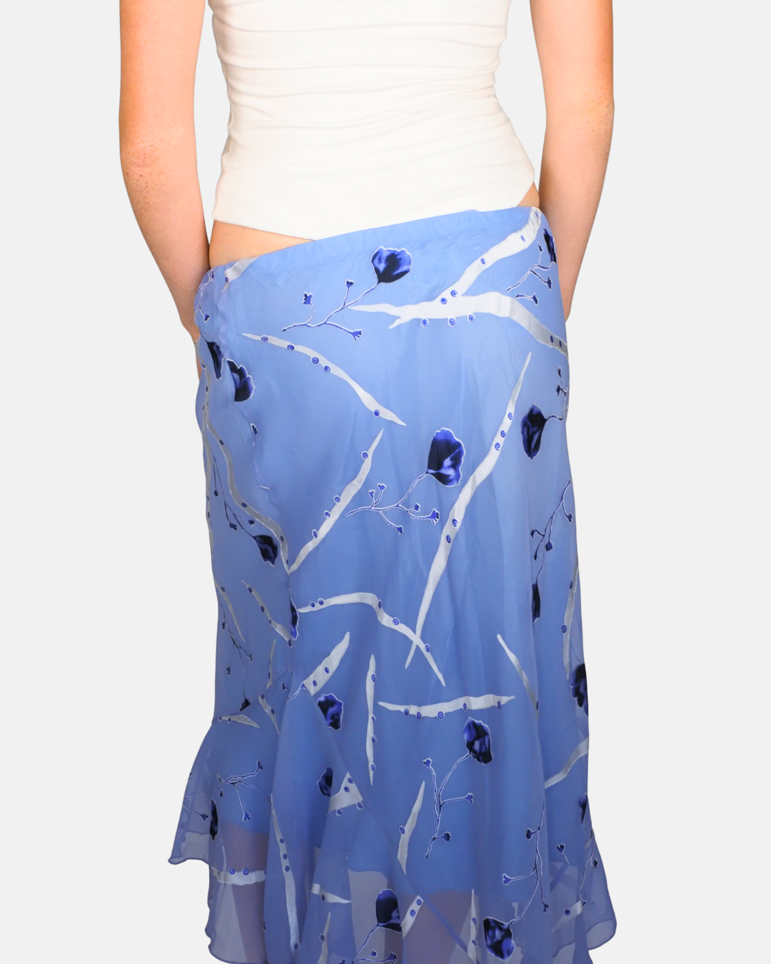 ID Collection Blue Printed Maxi Skirt