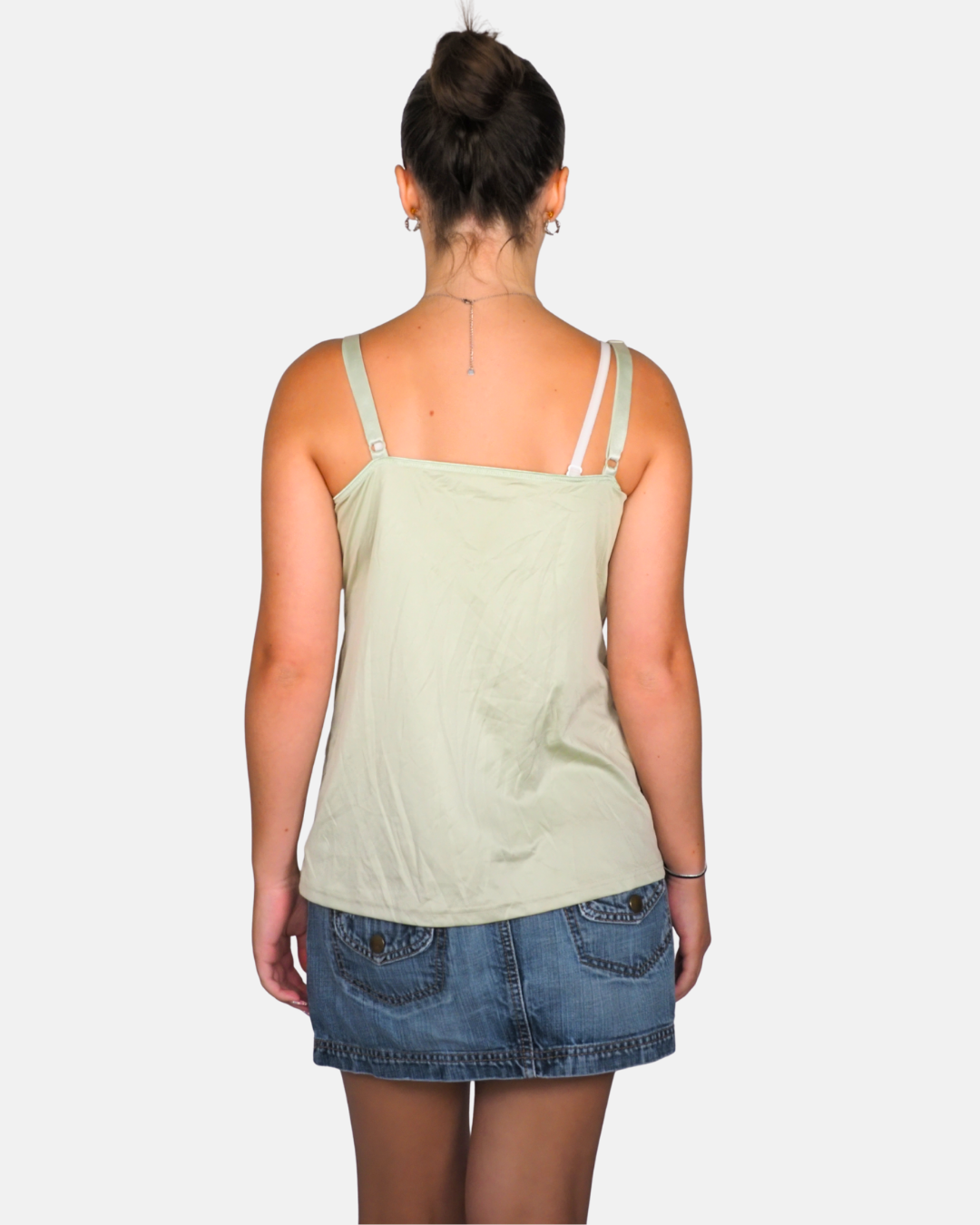 Pistachio Ruched Lace Cami