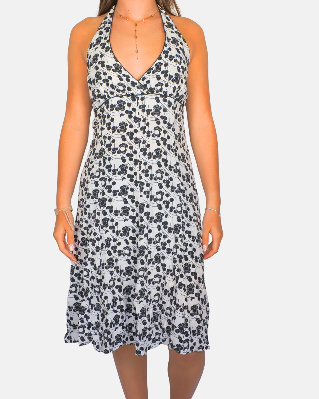 Monochrome Floral Halterneck Midi Dress by Camaïeu